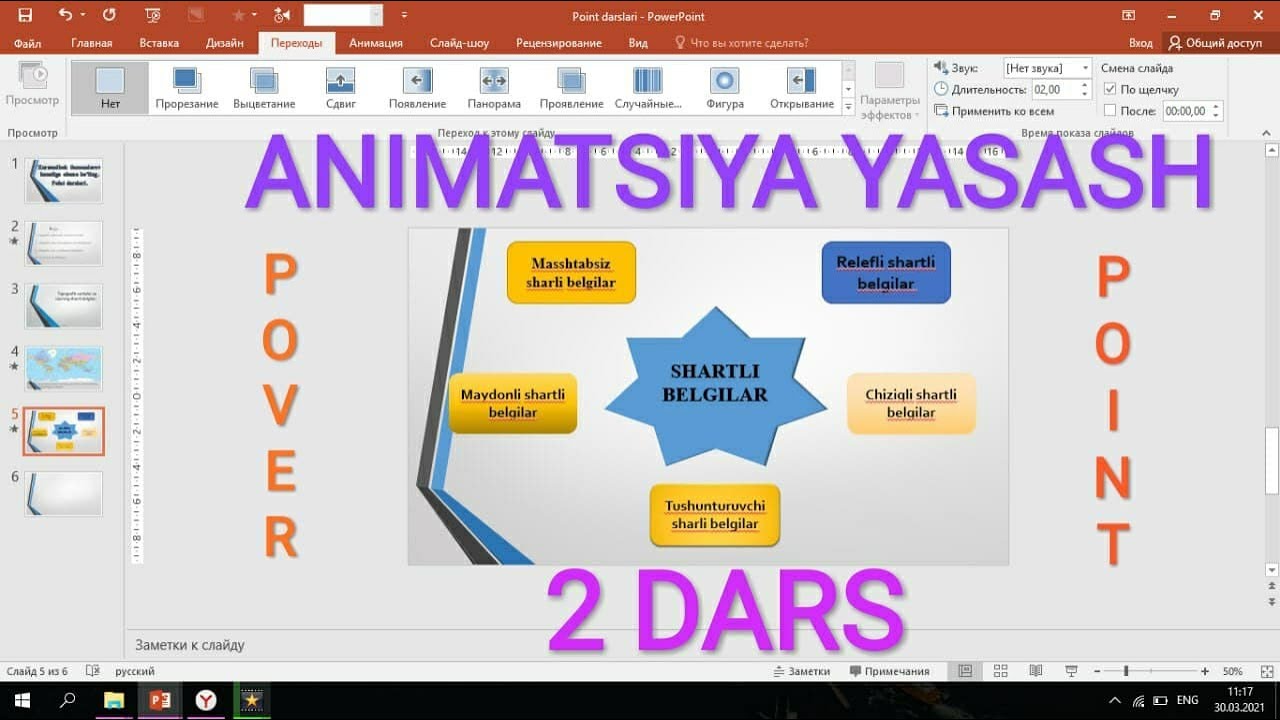PowerPoint animatsiya qo'yish
